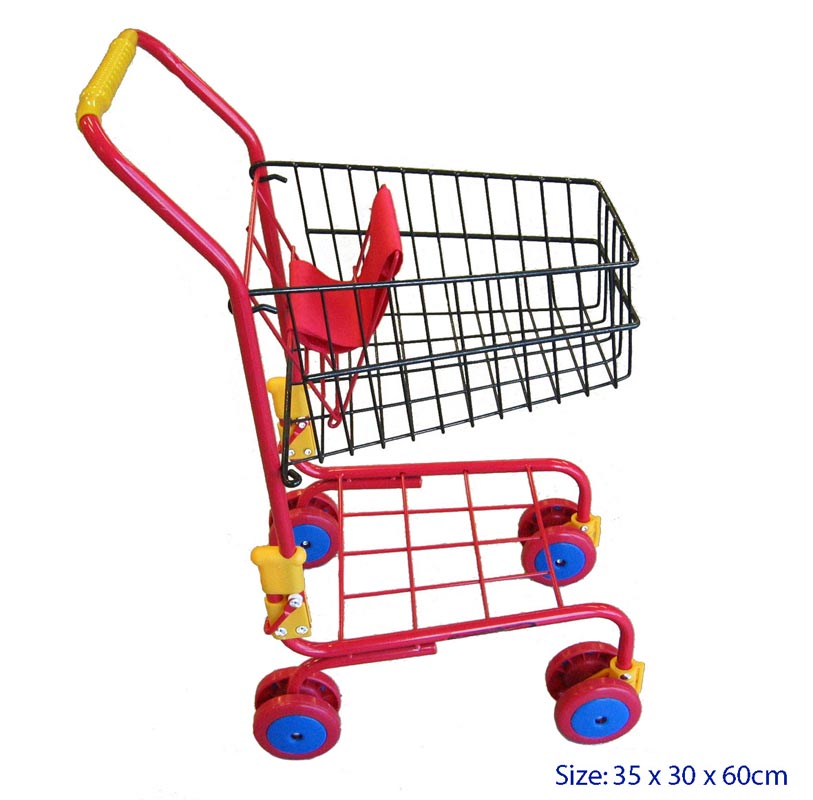 Metal Frame Shopping Trolley Red 