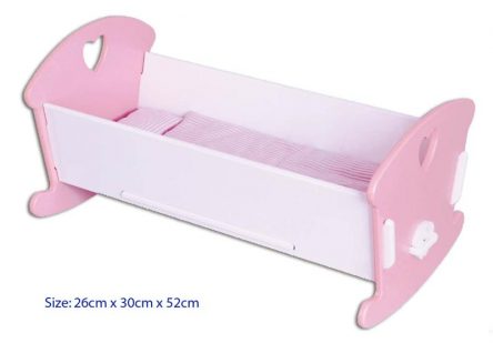 Wooden Doll Cradle / Cot Bed including Bedding