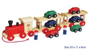 Fun Factory Wooden Train / Truck with 6 Cars and 4 People