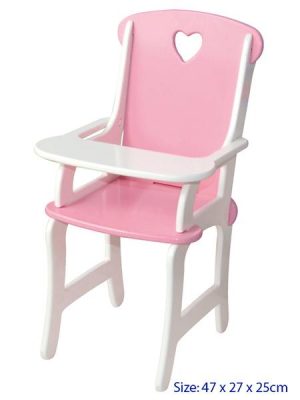 Fun Factory Wooden Dolls High Chair in Pink & White
