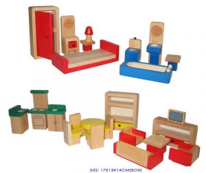 Fun Factory Wooden Doll House Furniture 24pc