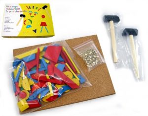 Kaper Kidz Wooden TAP A SHAPE Set with Cork Board and Nails