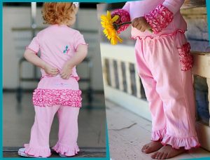RuffleButts Knit Crawler Pants - Pink Contrasting