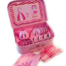 'Pink Princess' Tin Tea Set in Case 20pc