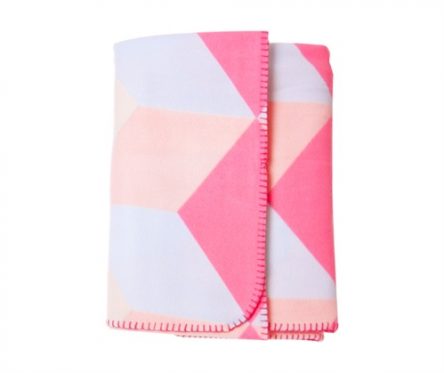 Block Print Fleece Blanket - PINK - 180cm x 150cm