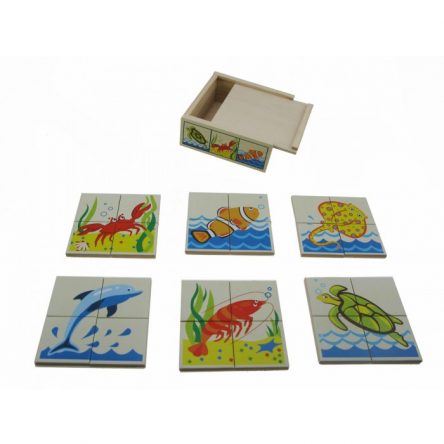 Kaper Kidz Wooden Sea Animal Puzzle Box - Set 6
