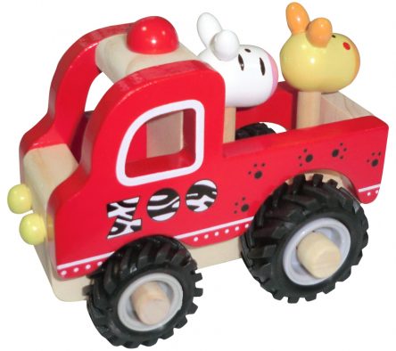 Wooden Zoo Truck with Rubber Wheels