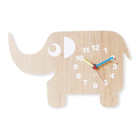 JIP Wooden Childrens Wall Clock - Ellie The Elephant