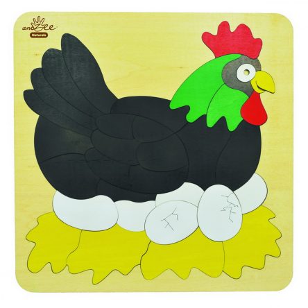 andZee Naturals Wooden Double Layered Puzzle - Chicken & Eggs