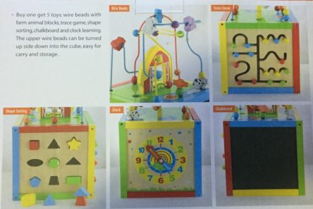Viga Toys Childrens 5 in 1 Wooden Toy Activity Cube - Bead Maze